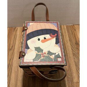 CMI Henton Jan Shade Snowman Basket W/ Handles & Lid Christmas Beach Theme